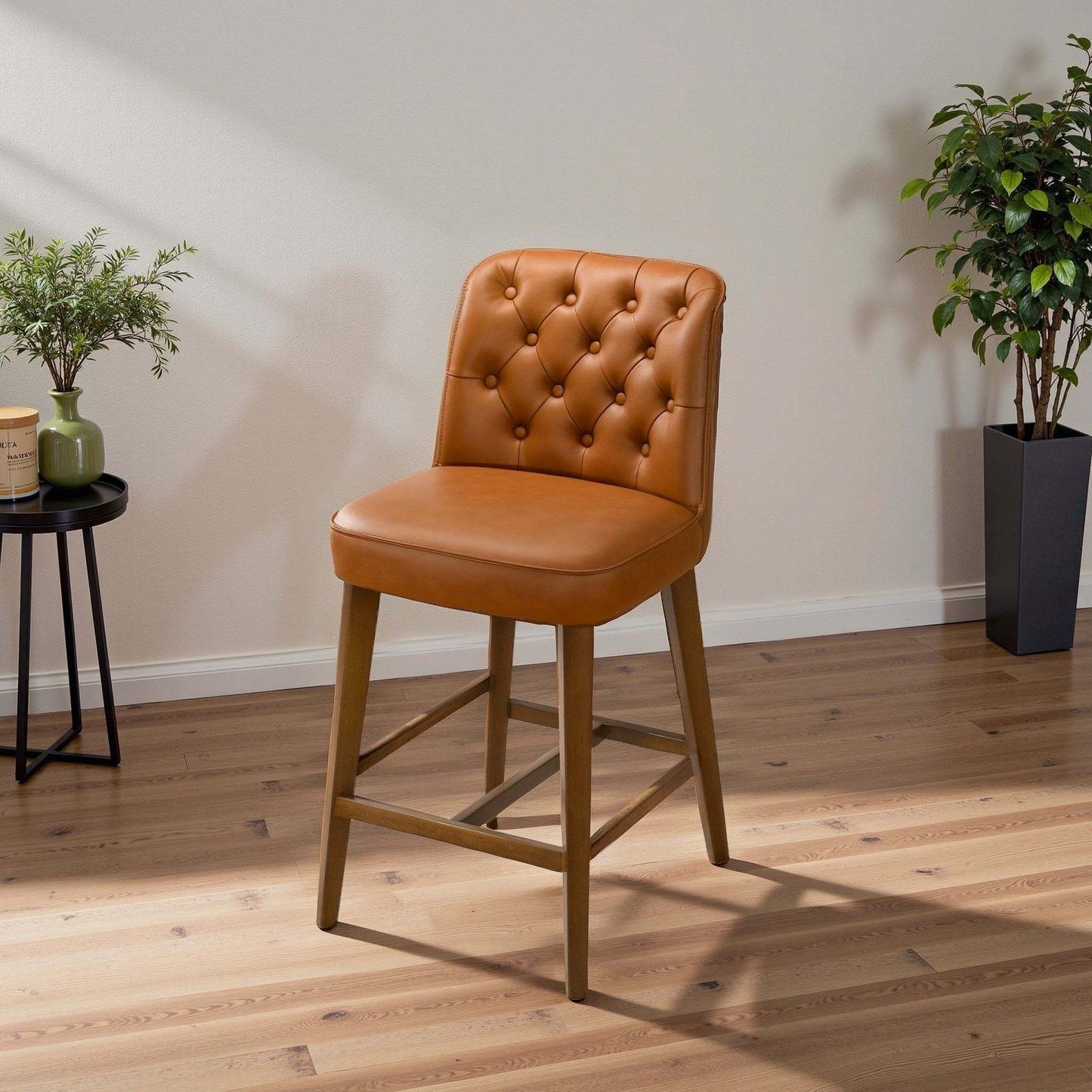 Peoria Cognac Leather Counter Stool – 21.5"W Counter Stool