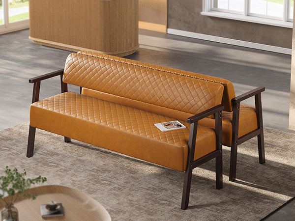 Belden Diamond-Quilted Faux Leather Bench
