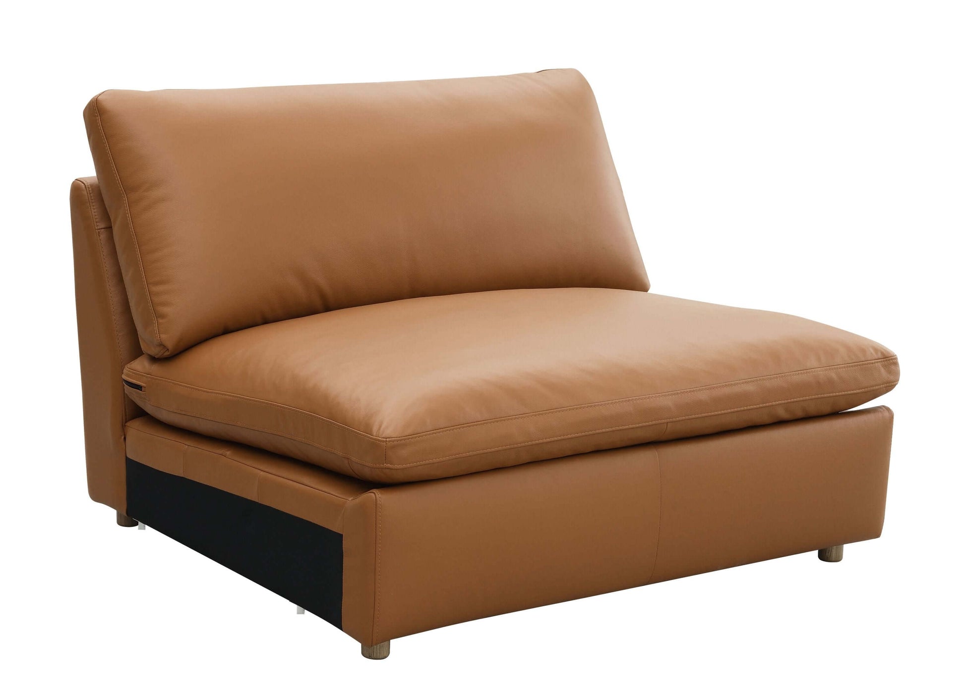 Brighton Top Grain Leather modular sofa section in luxurious tan color, offering comfort and modern style.