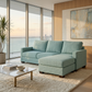 Damon L-Shaped Sectional Sofa – 120" Chaise Sectional in Fabric & Velvet - Leslie Robins Egg - Fabric (13)