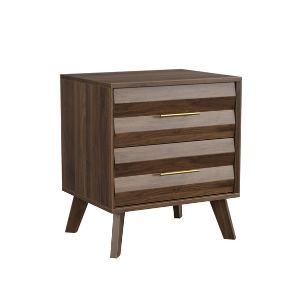 Halden Walnut Two-Drawer Nightstand – 19.7