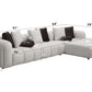 White sectional sofa dimensions showing 145-inch oversized modern chaise couch with 8 pillows for comfort.