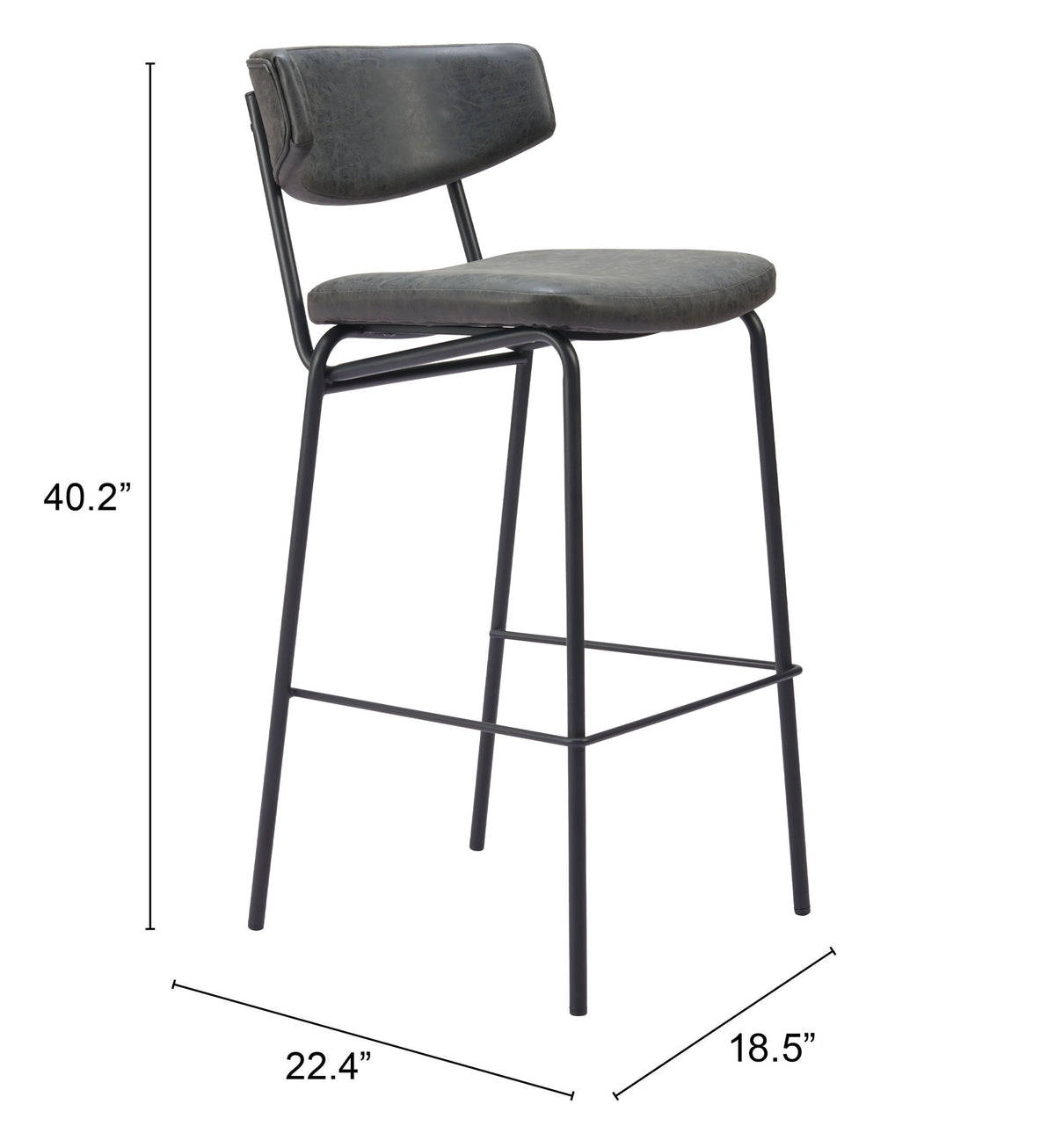 Charon Barstool (Set of 2) in Vintage Black
