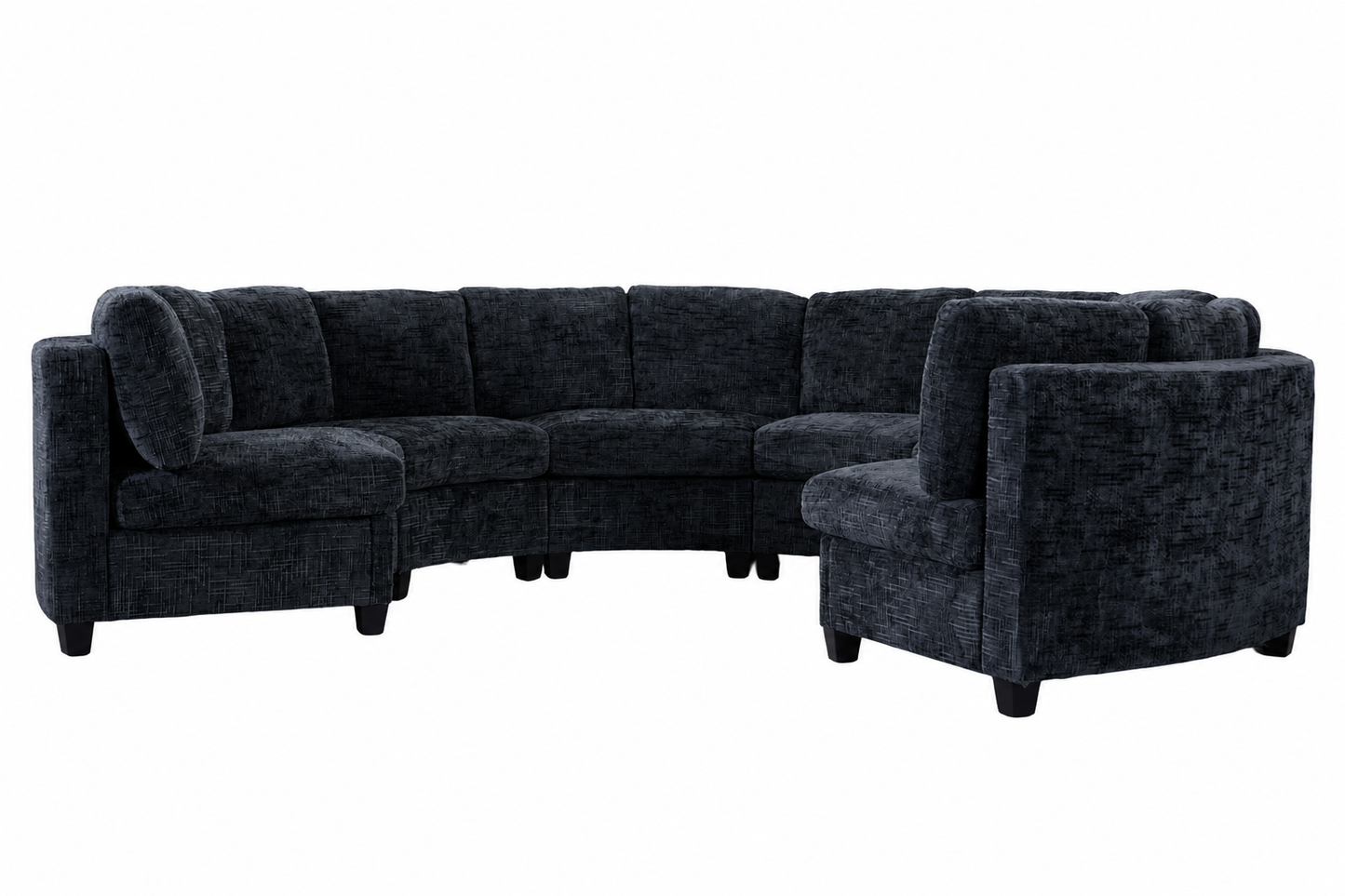 Harlan Curved Modular Sectional Sofa – Chenille, Solid Wood Frame, 4 Colors - Black (12)