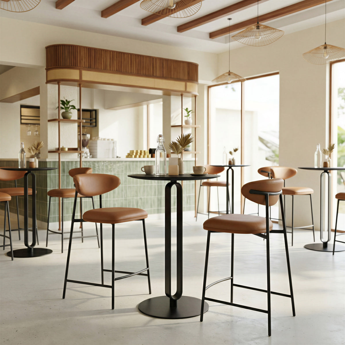 Rorun Brown Counter Stool (Set of 2)
