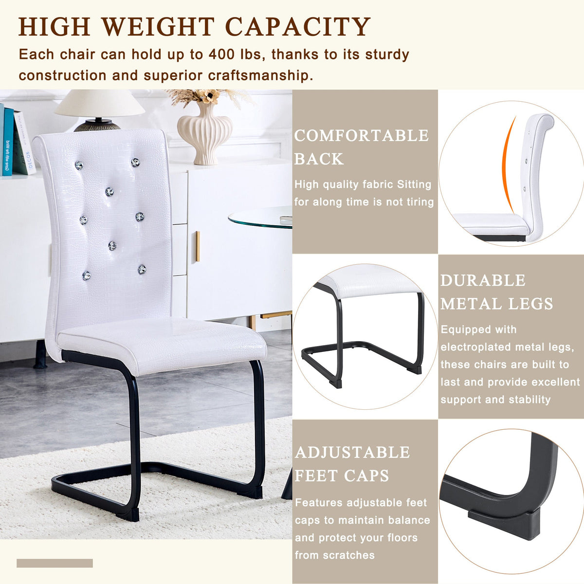 Kinsey White, Black Legs, Set of 2