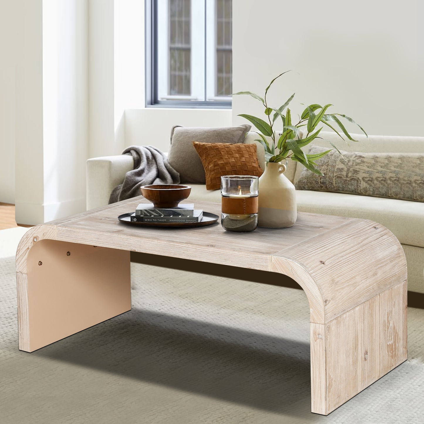 Amory Antique Natural Solid Wood & MDF Coffee Table