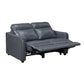Haddon power reclining sofa, loveseat and chair set in navy faux leather