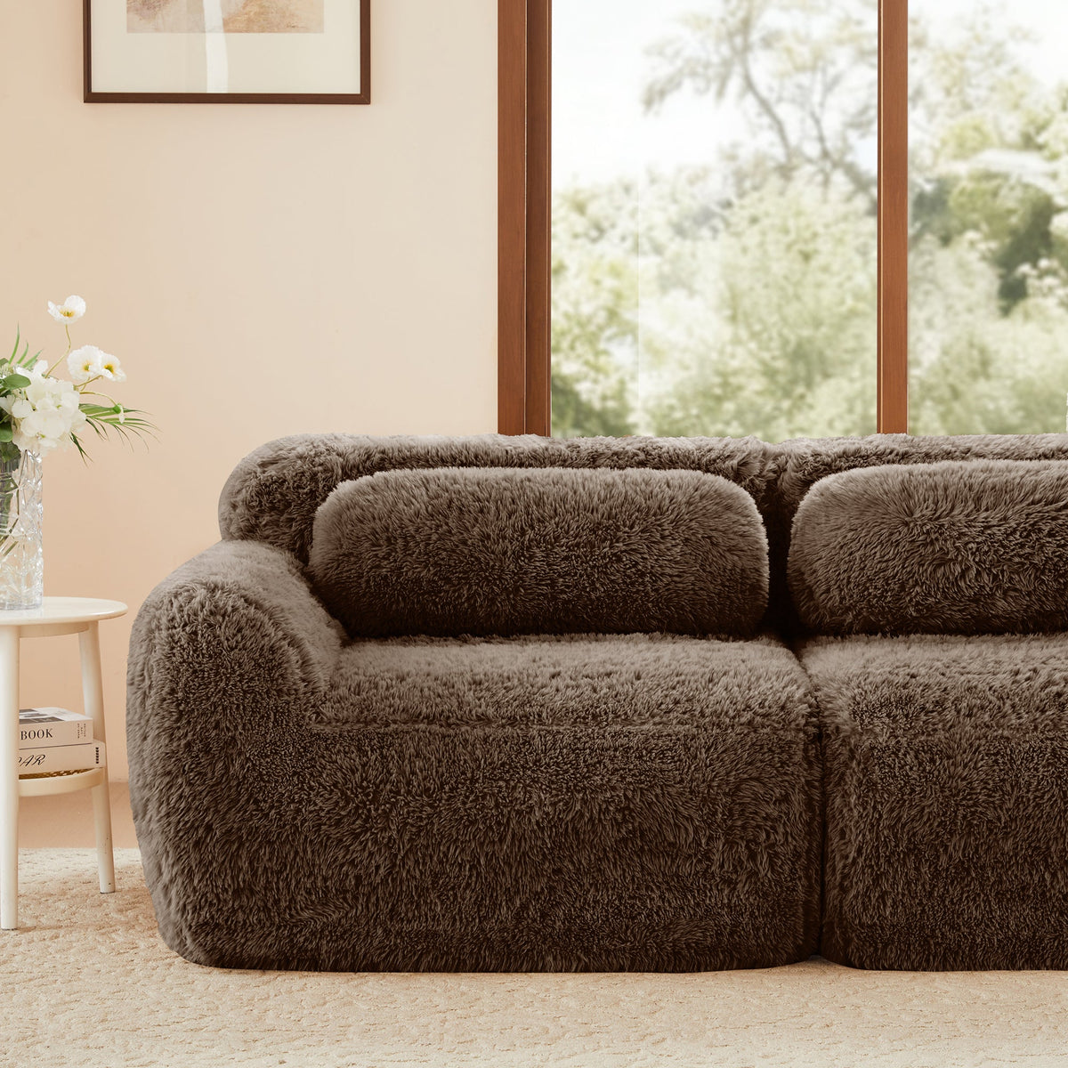 Tobias chocolate plush modular sofa