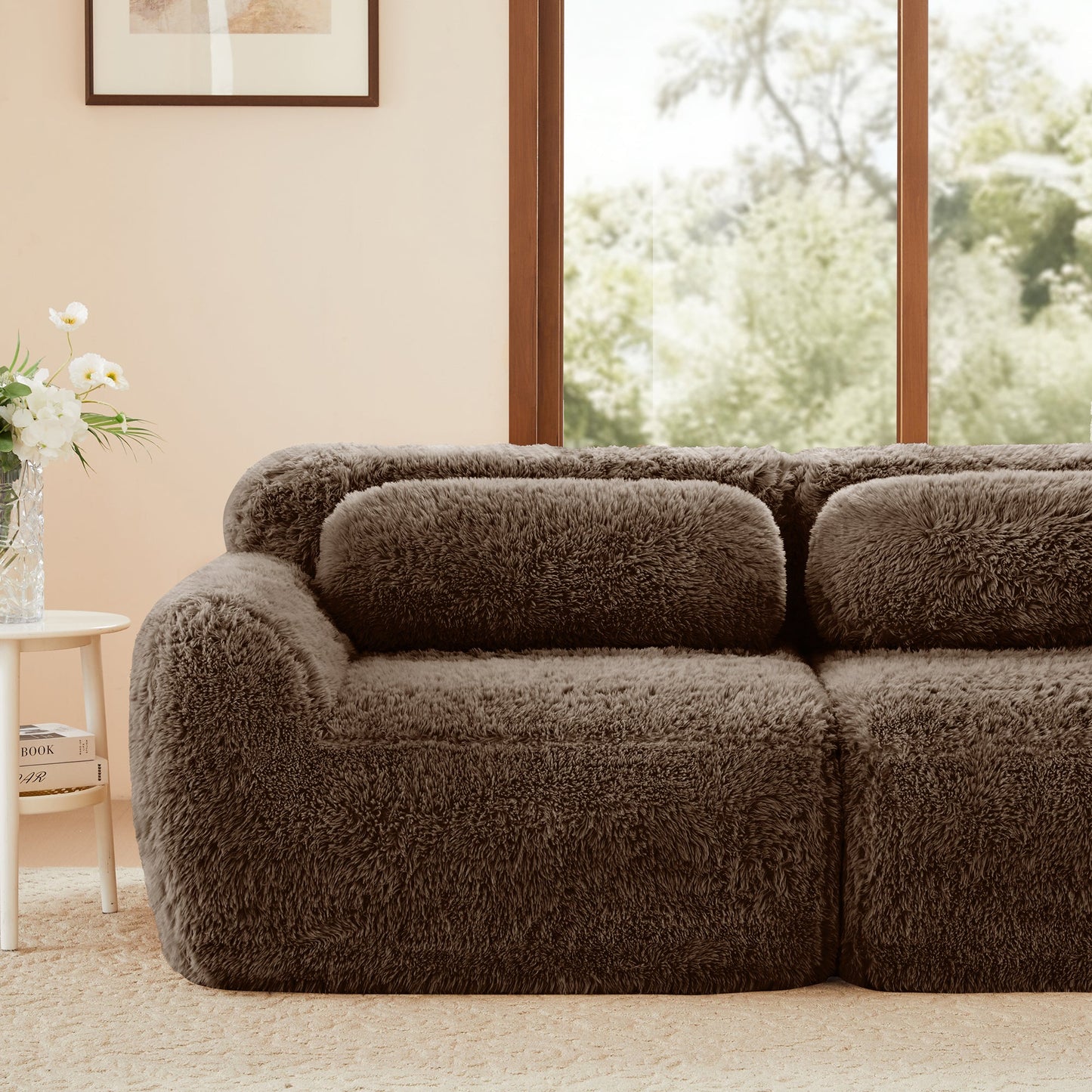 Tobias chocolate plush modular sofa