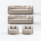 Kenna Living Room Set in Light Beige, 2 Sofas + 2 Square Chairs