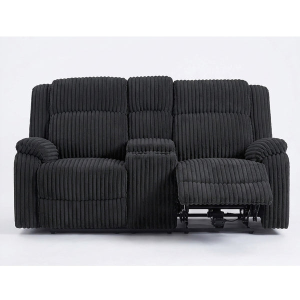 Lennox Black Fur-Like Corduroy Reclining Loveseat – 72