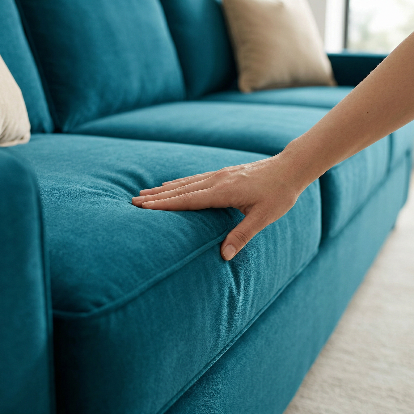 Clifford 2-Arm Sofa – Handcrafted in the USA, Custom Fabric Options - Hepburn Teal - Fabric (7)