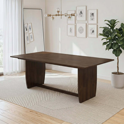 Preston Walnut Trestle Dining Table – 78.7" Solid Wood Dining Table