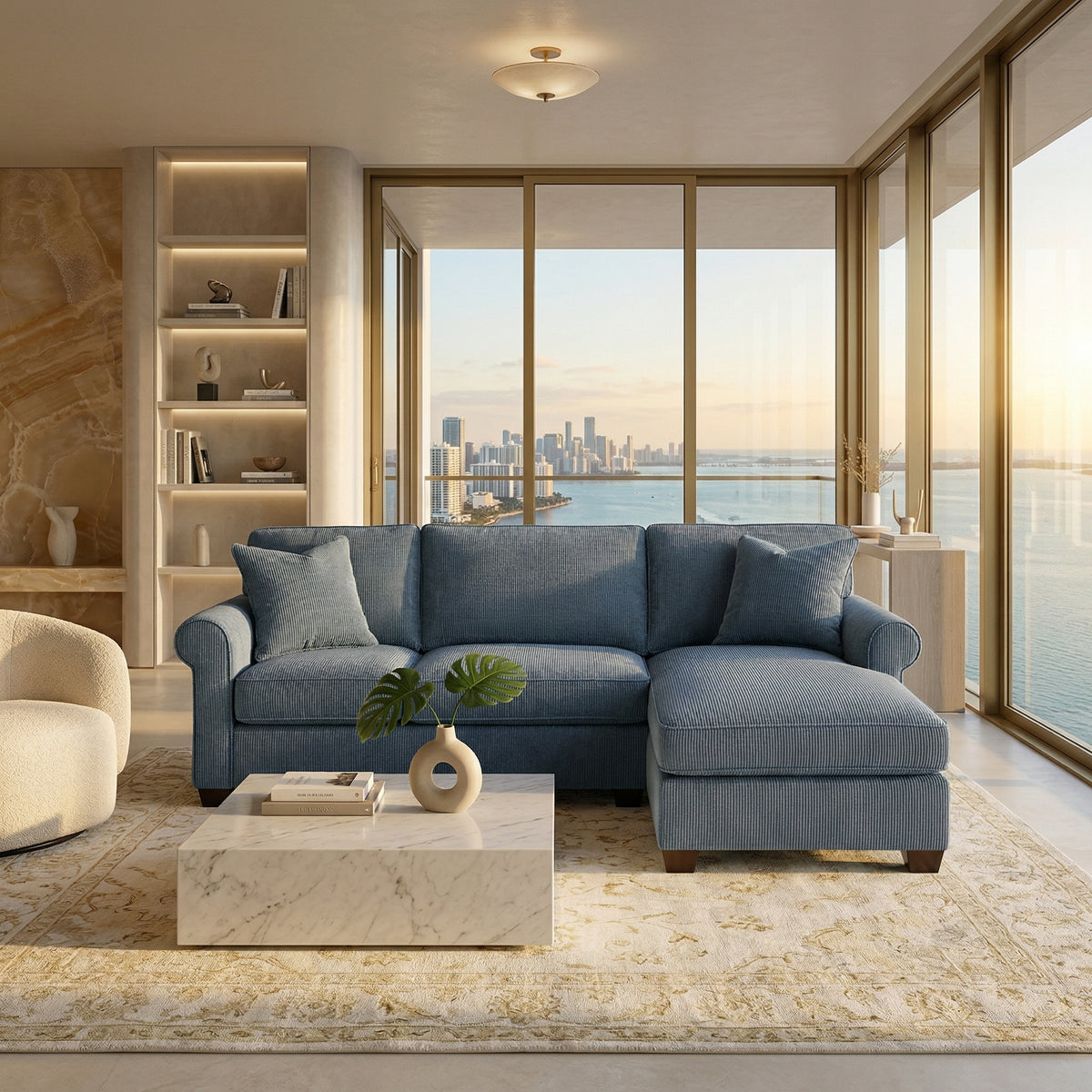 Irlanda Upholstered L-Shaped Sectional – 120" Made-in-USA Sectional Sofa - Leslie Peacock - Fabric (3)