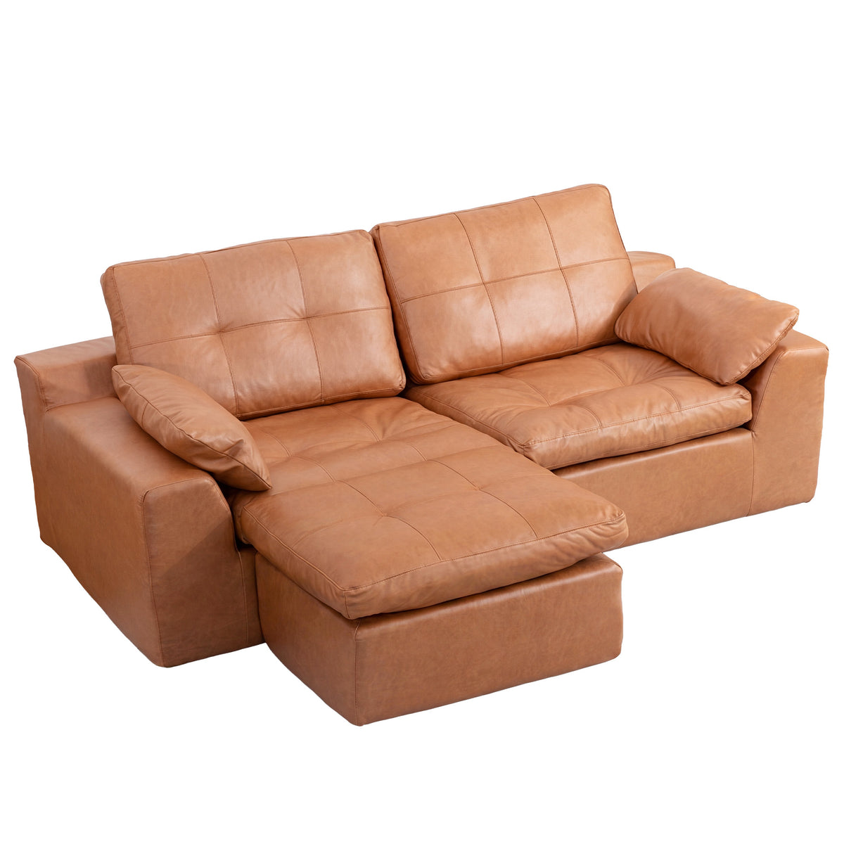 Delano Faux Leather Sectional Sofa in Orange