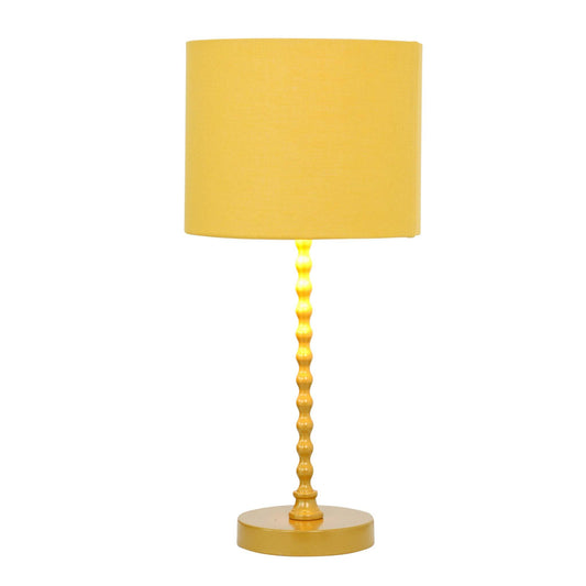 Sereno Ochre and Gold Metal Table Lamp – 17"H Slim Desk Lamp with Linen-Look Shade