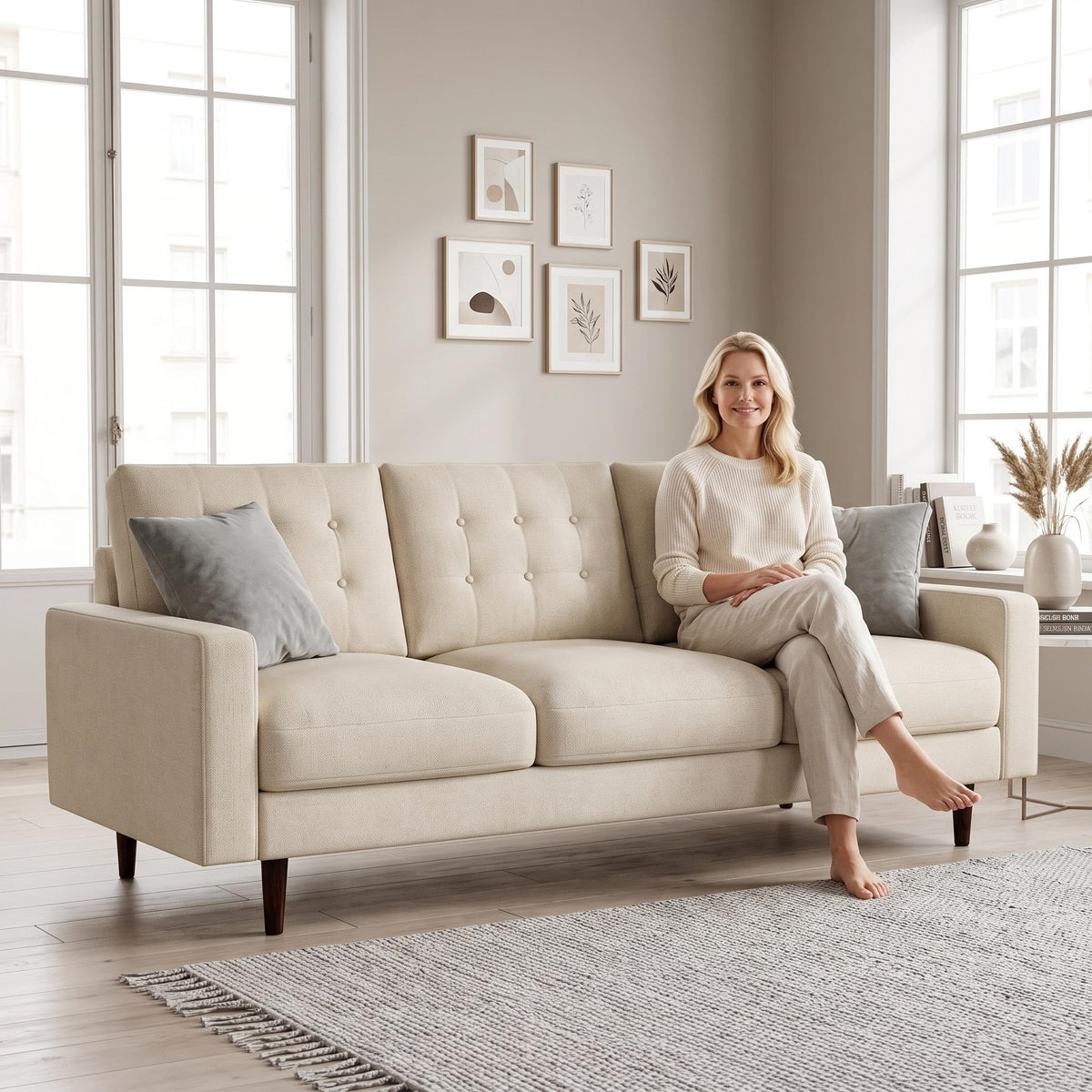 Noemi Tufted Fabric Sofa