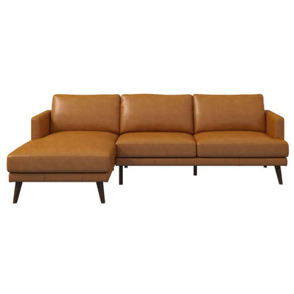 Chaise seccional de cuero genuino en forma de L moderna de mediados de siglo 'Lore'