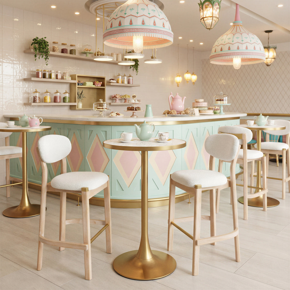 Bite Bar Table in Beige & Gold