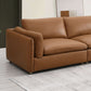 Brighton Top Grain Leather Low Profile Modular Sofa, luxurious brown leather, modern design, living room elegance.