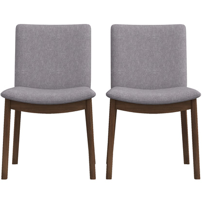 Laura Grey Fabric Dining Chair (Set of 2) – 32" Mid-Century Solid Wood Dining Chair