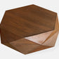 Diamond Shape Solid Wood Lift-Top Coffee Table in Matte Brown 48" with sculptural design and hidden function.