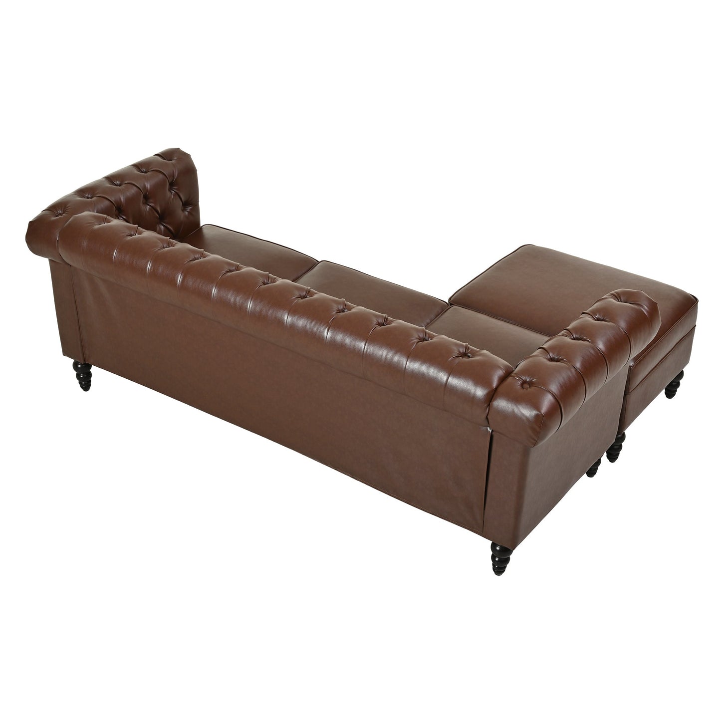Calder Faux Leather Sectional – 85" L-Shaped 4-Seater with Storage Ottoman (2 Colors)