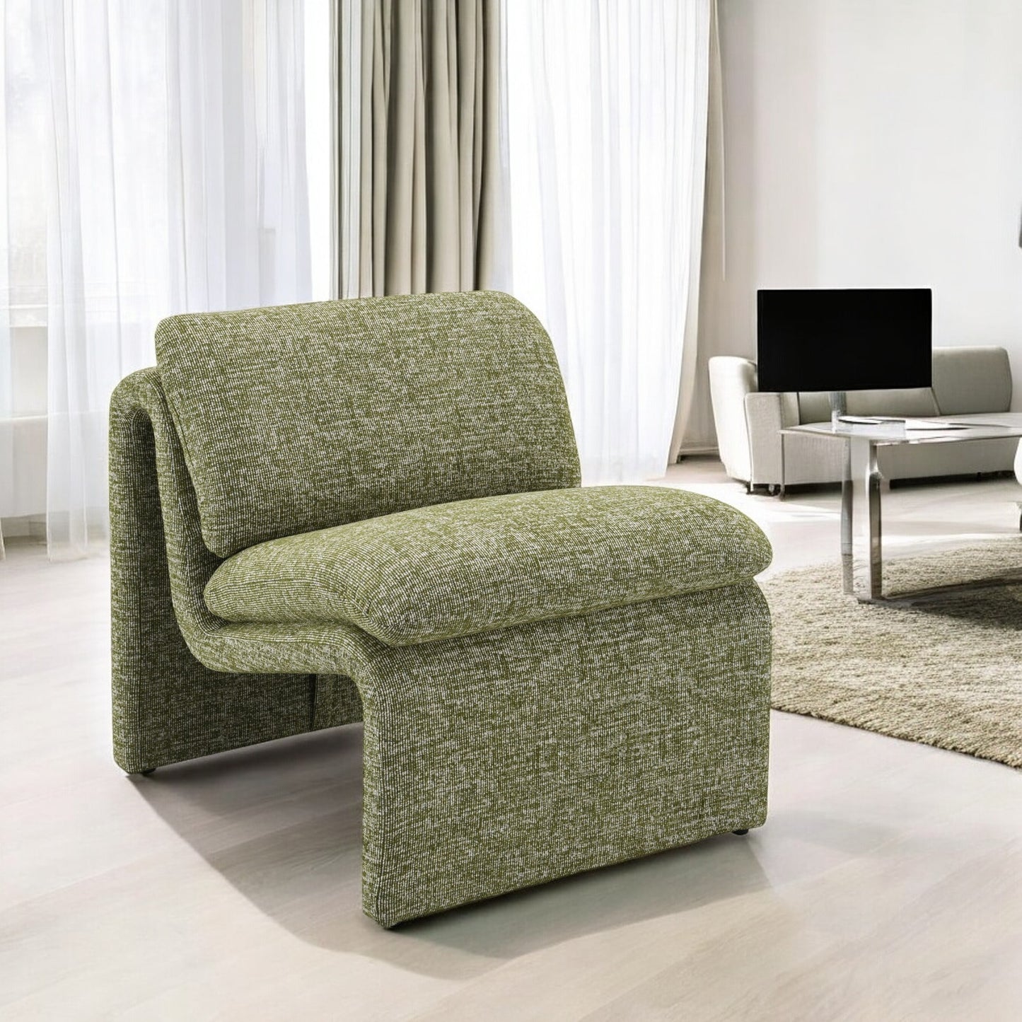 Emrys Green Boucle Accent Chair – 26"W Accent Chair