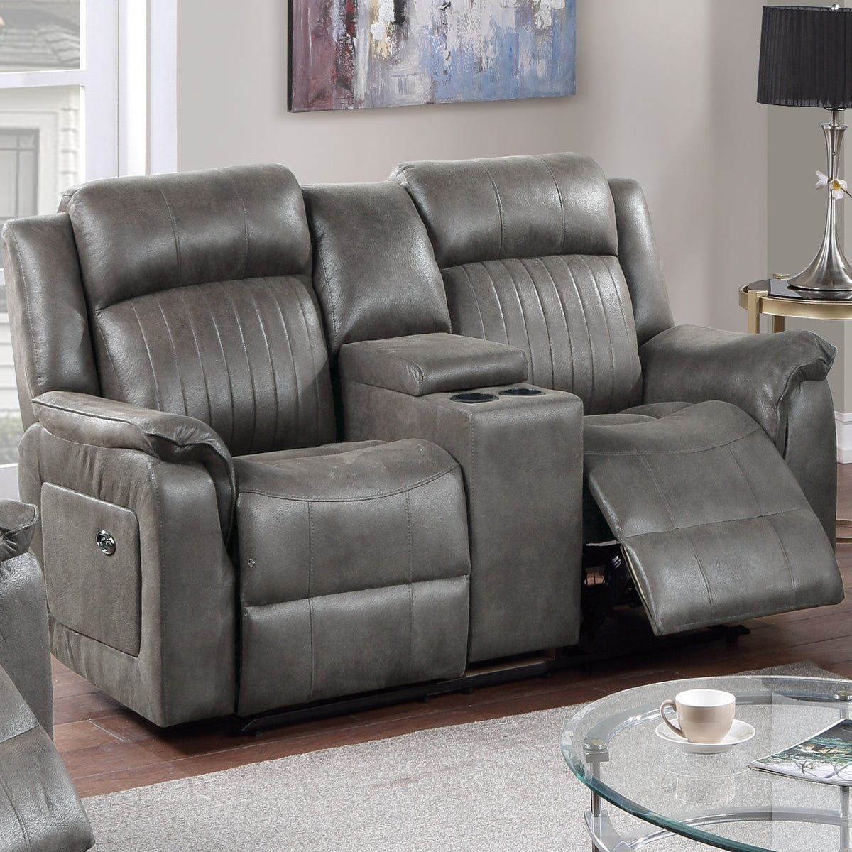 Ellison Slate Blue Faux Leather Reclining Loveseat & Recliner Set