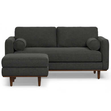 Morrison MCM Fabric Loveseat Sofa 72" – Modern Mid-Century Compact Loveseat (2 Colors) in dark fabric