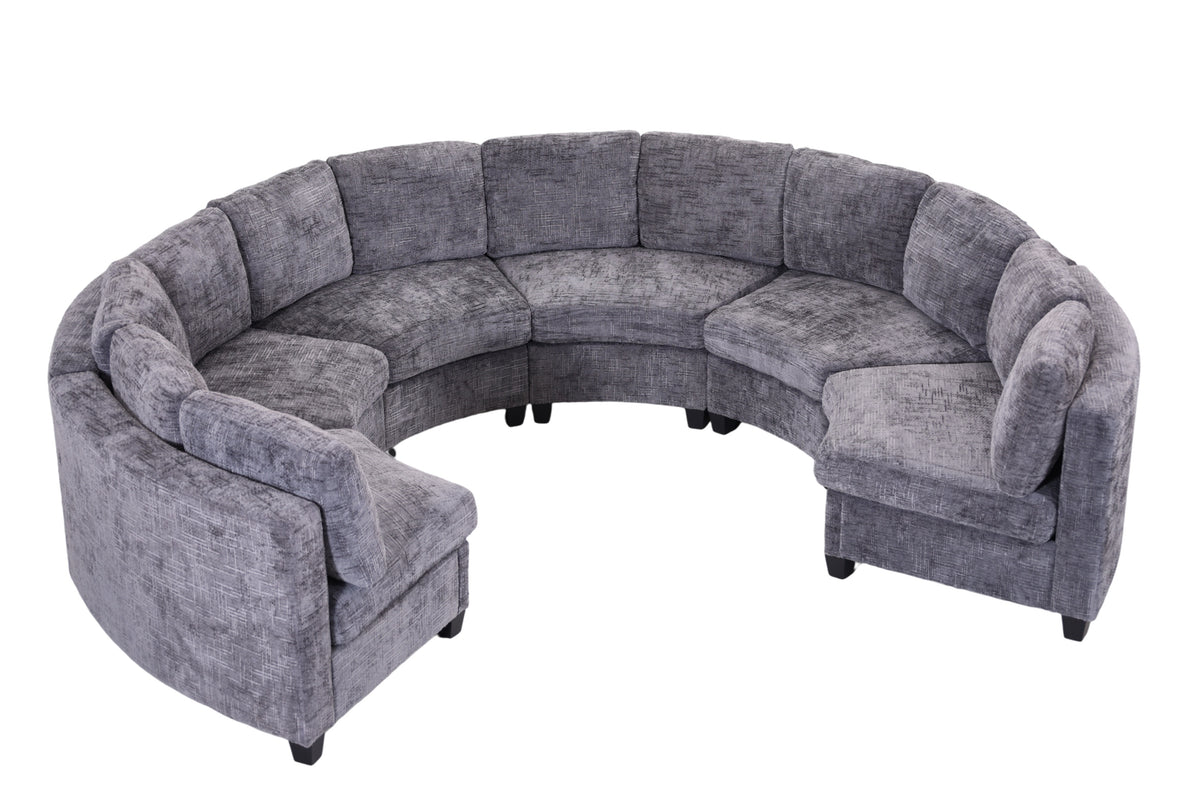 Harlan Curved Modular Sectional Sofa – Chenille, Solid Wood Frame, 4 Colors - Dark Gray (8)