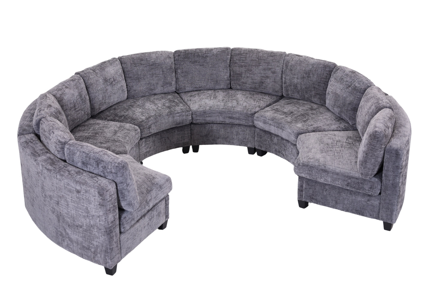 Harlan Curved Modular Sectional Sofa – Chenille, Solid Wood Frame, 4 Colors - Dark Gray (8)