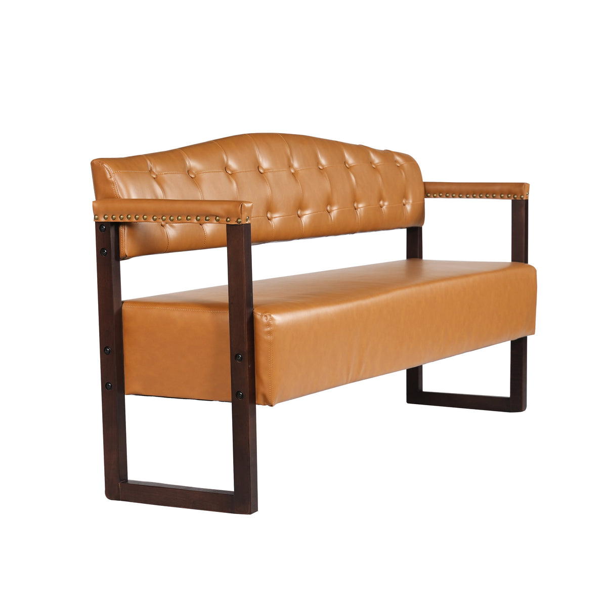 Ludlow Button-Tufted Faux Leather Bench Set