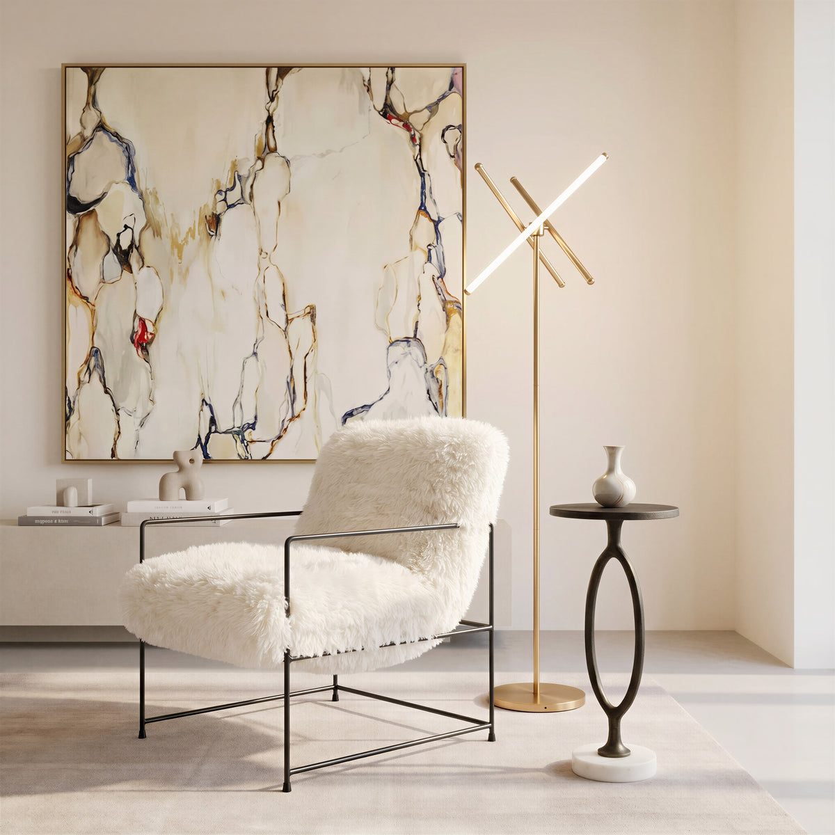 Pelut White Accent Chair