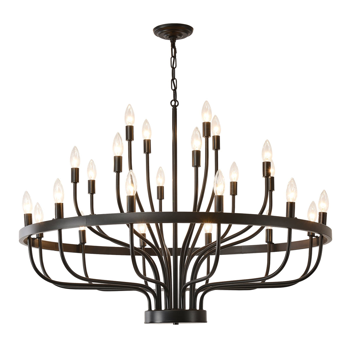 Daxton Black Iron 24-Light Chandelier 39.3 inch