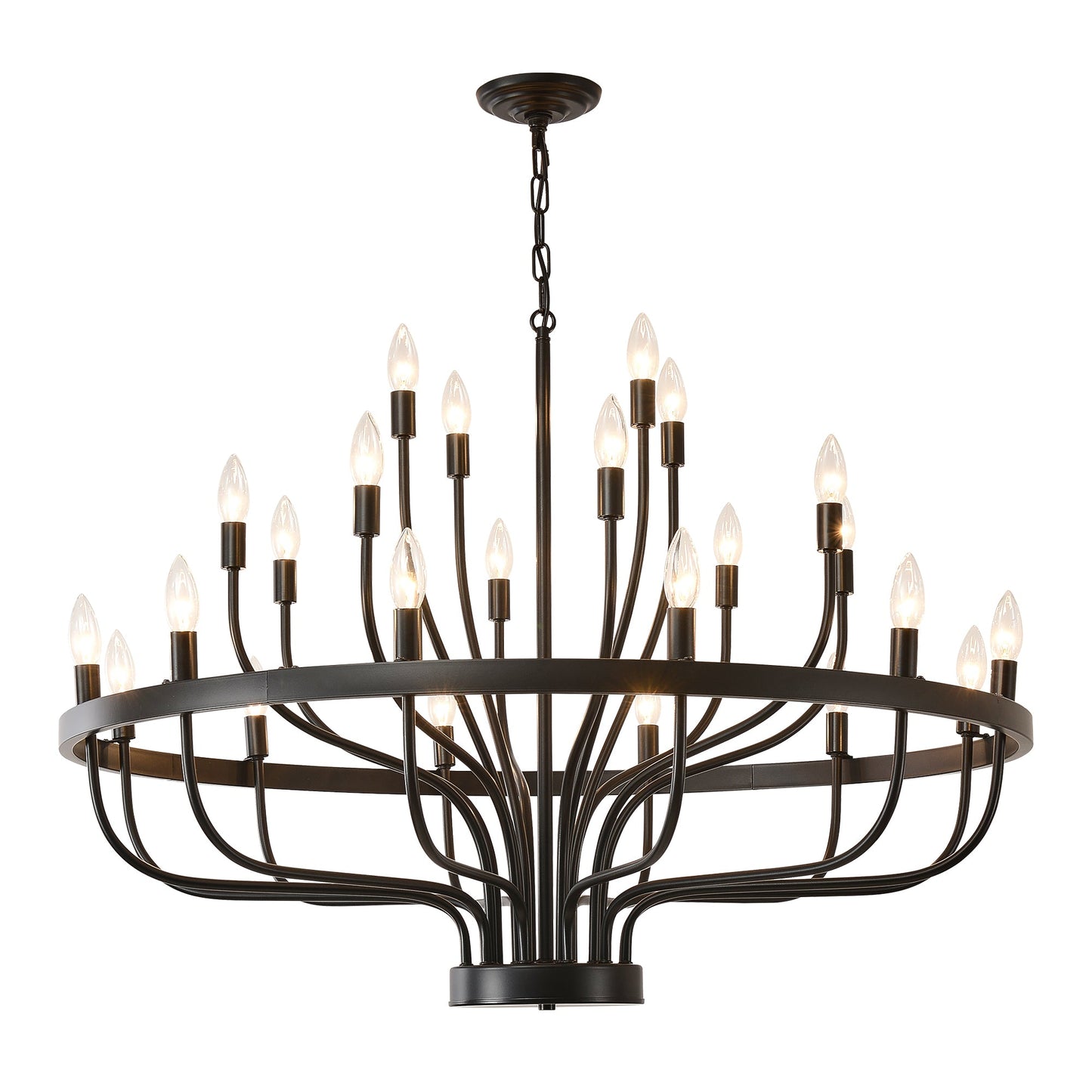 Daxton Black Iron 24-Light Chandelier 39.3 inch
