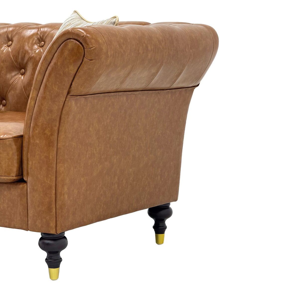 Barrington Chesterfield faux leather sofa in light brown