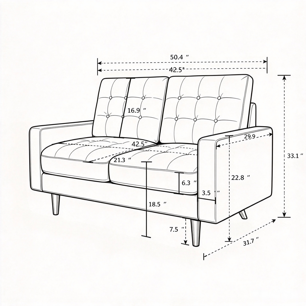 Noemi Tufted Fabric Sofa
