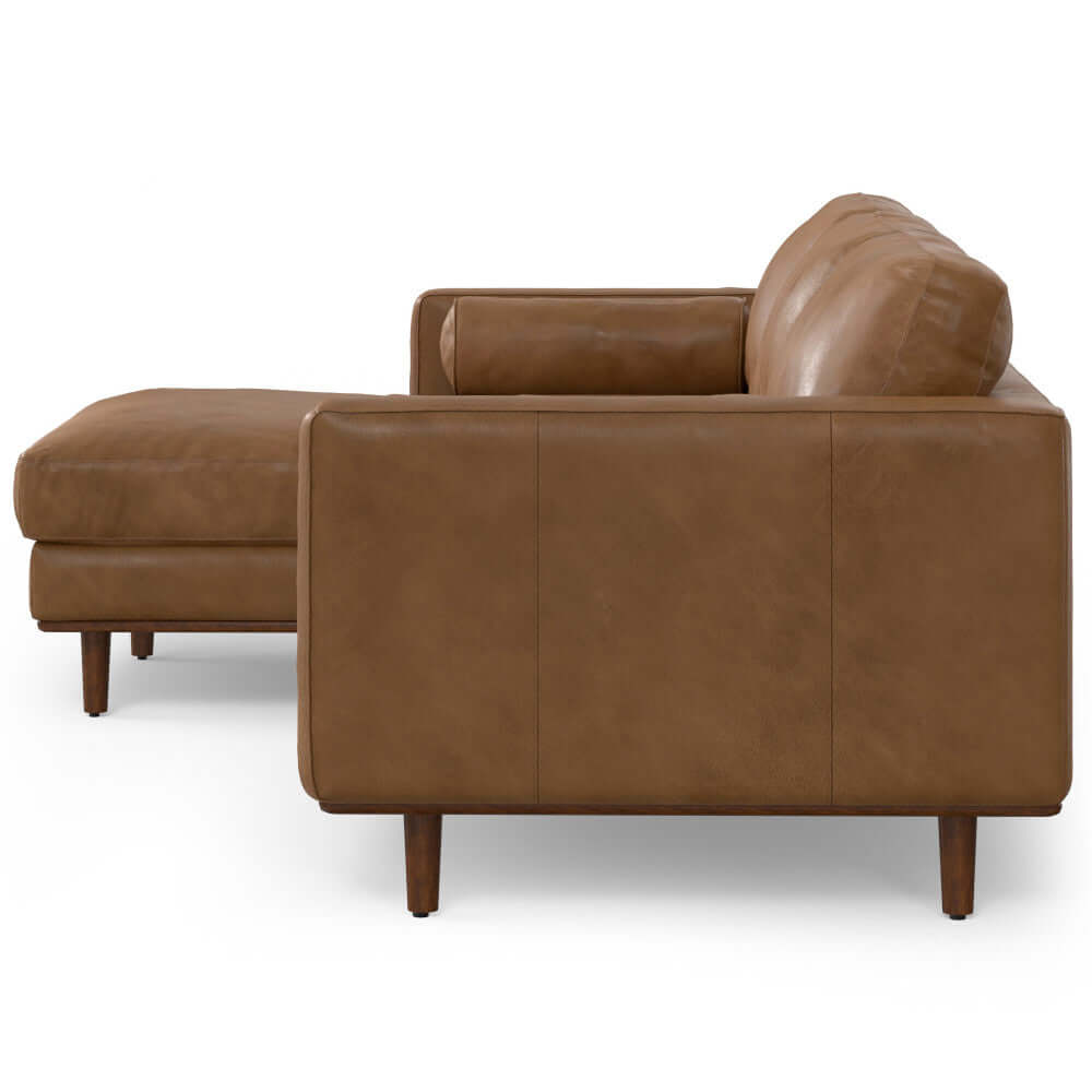 Morrison MCM Genuine Leather Sectional Chaise Sofa 102" – Modern Leather Chaise Sectional (2 Colors) side view