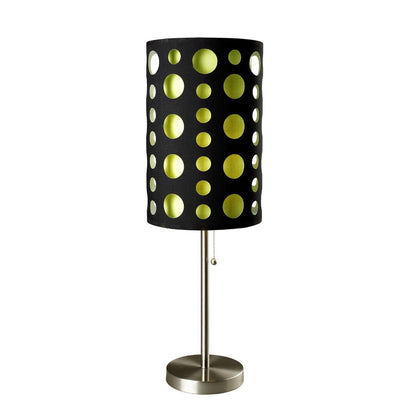 Octavia Chrome Metal Table Lamp – 33" Retro Two-Layer Shade Table Lamp
