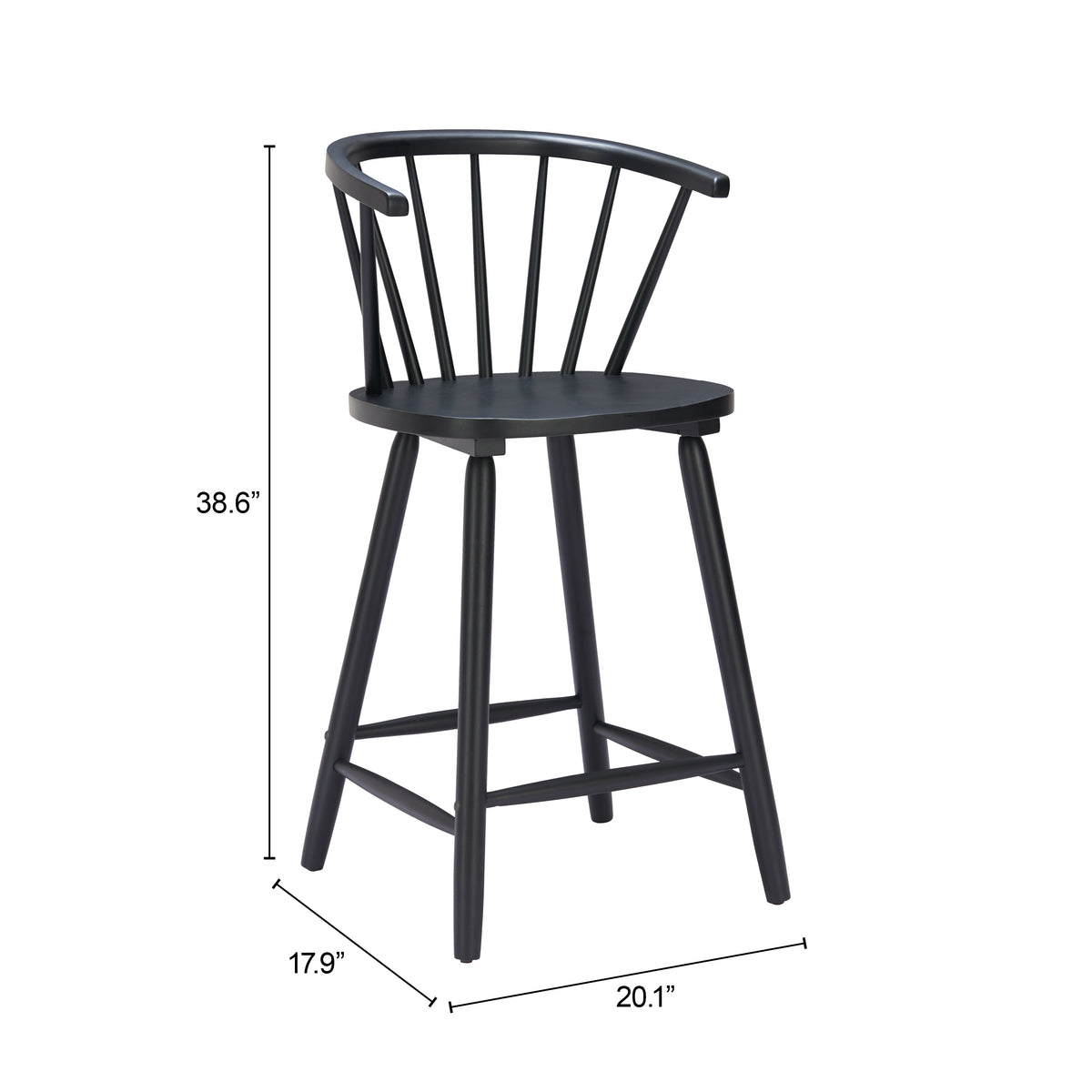 Stenger Counter Stool (Set of 2) in Black