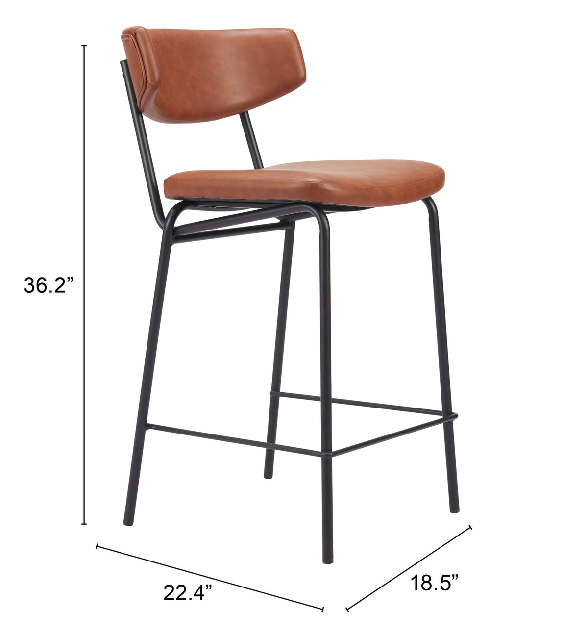 Charon Counter Stool (Set of 2) in Vintage Brown
