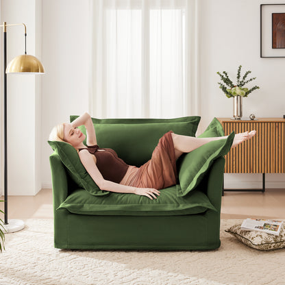 Slip-covered Armchair with 1 Big Back Cushion and 2 Big Toss Pillows