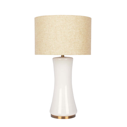 Cascade Glass Table Lamp – 24.5" Gold Base Lamp with Off-White Shade