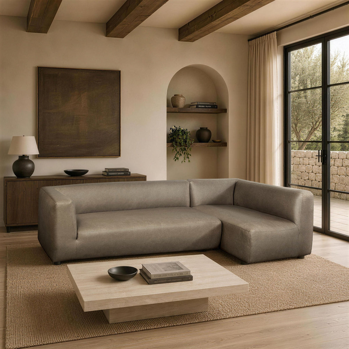 Lukas 2-piece sectional with right-facing chaise in taupe
