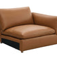 Brighton Top Grain Leather modular sofa section in warm tan, featuring plush cushions and sleek design.