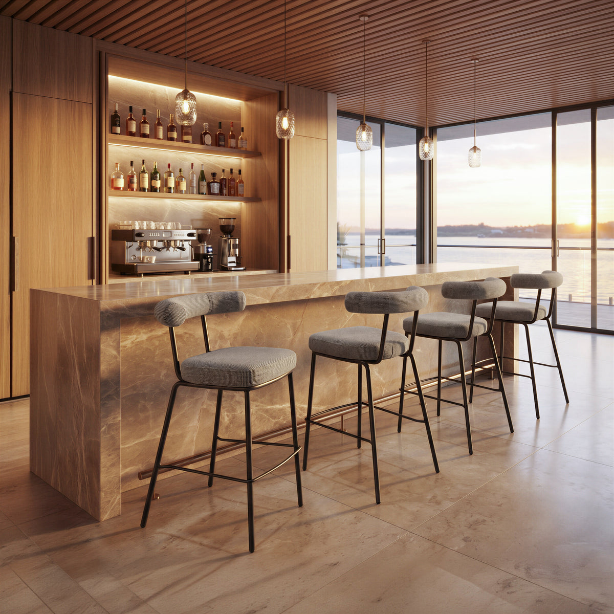 Kede Green Tweed Barstool