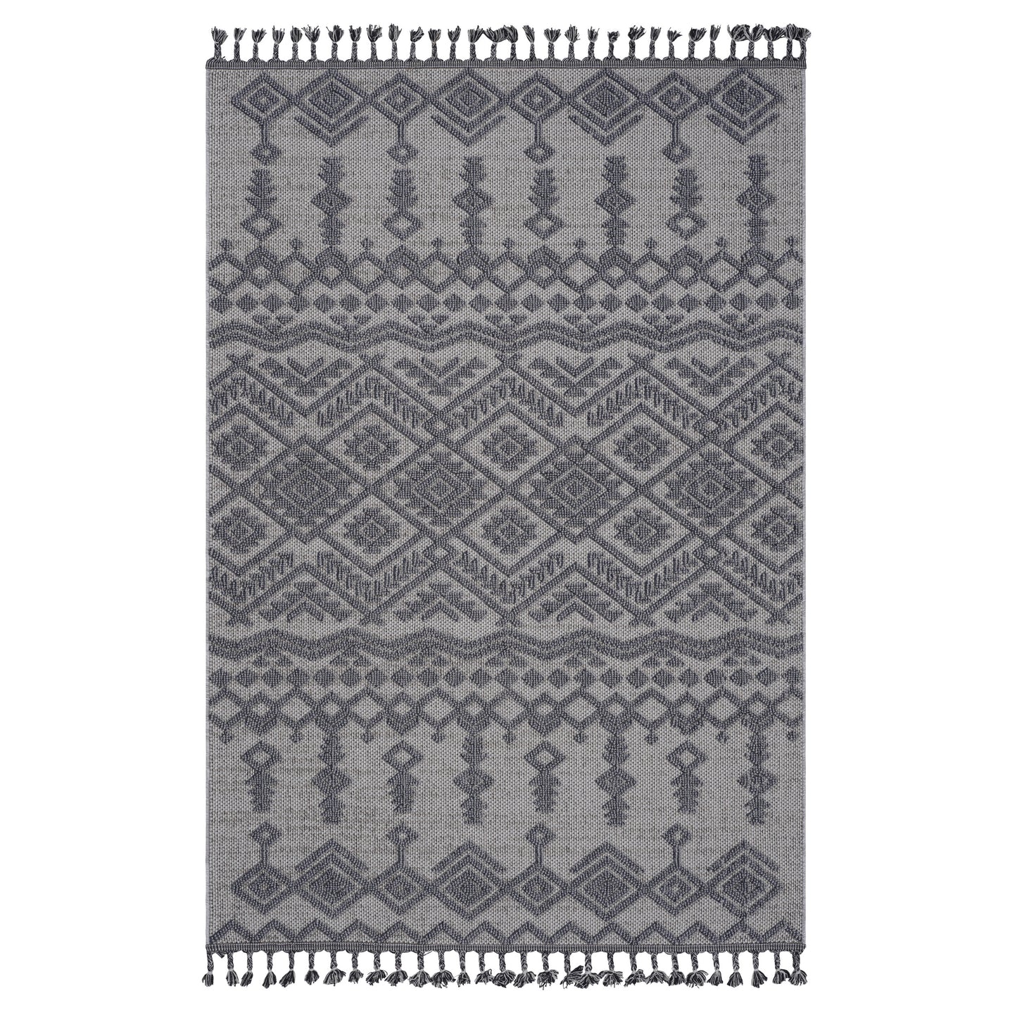 Guros White & Gray Polypropylene Area Rug (Traditional)