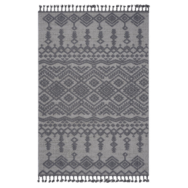 Guros White & Gray Polypropylene Area Rug (Traditional)